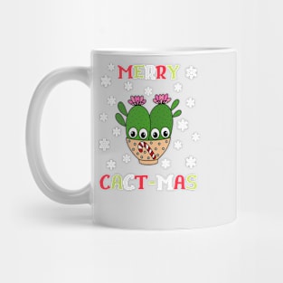 Merry Cact Mas - Cacti Couple In Christmas Candy Cane Bowl Mug